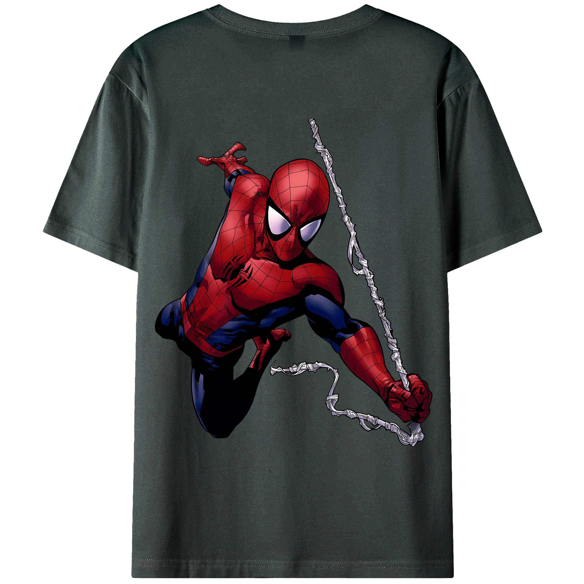 （画像用） Spider Man スパイダーマン 綿100％ メンズ半袖Tシャツ（バックプリント） 通気性
